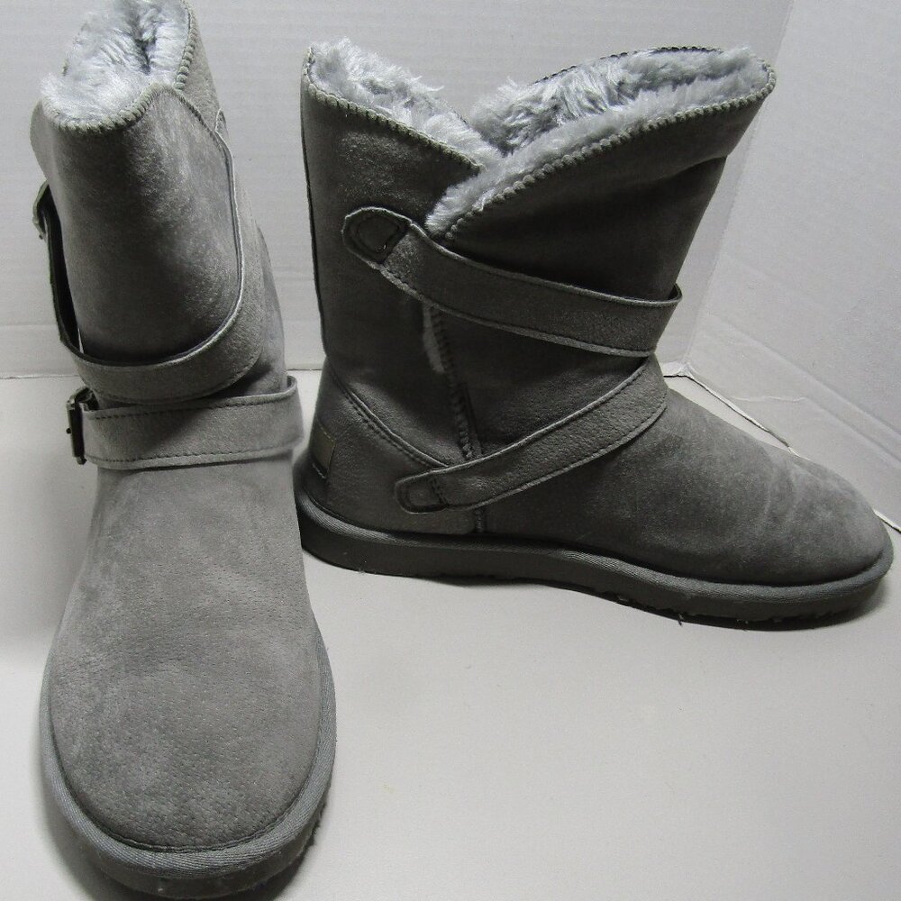 Lamo Vanessa women Suede Faux Fur Lining Pull On Mid Calf Boot Gray size 11